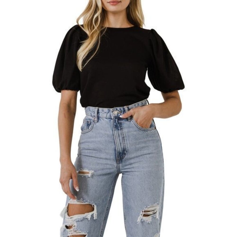 SANCTUARY women's Bridgerton Puff-Sleeve black T-Shirt size XS
